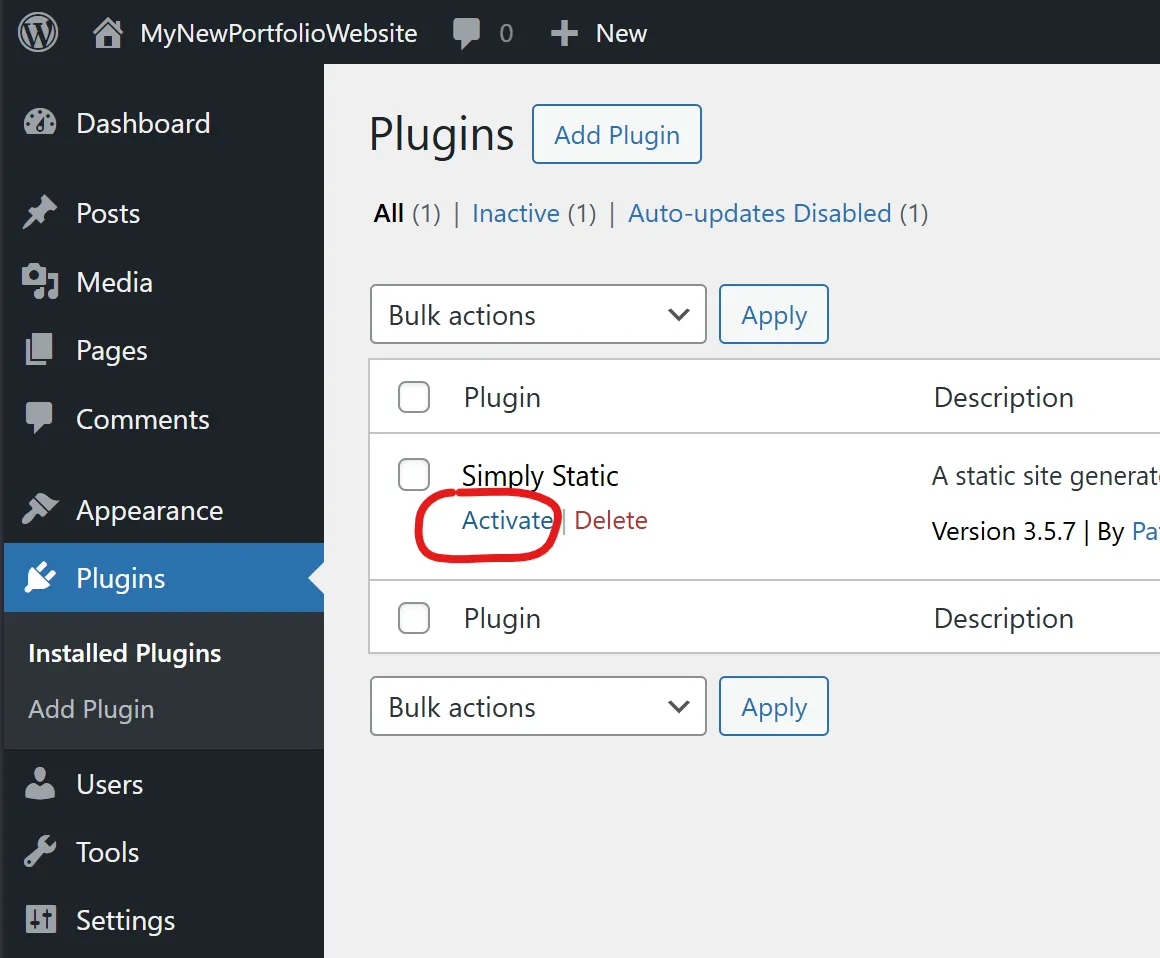 activate simply static